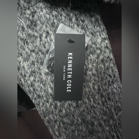 NWT Kenneth Cole Women's Asymmetrical Pressed Textured Wool Pea Coat Sz XS Gray - Picture 7 of 11